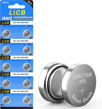 10 Pack 395 SR927SW 399 Watch Battery, Long-Lasting & Leak-Proof, 1.55V Button Cell Batteries for Watch