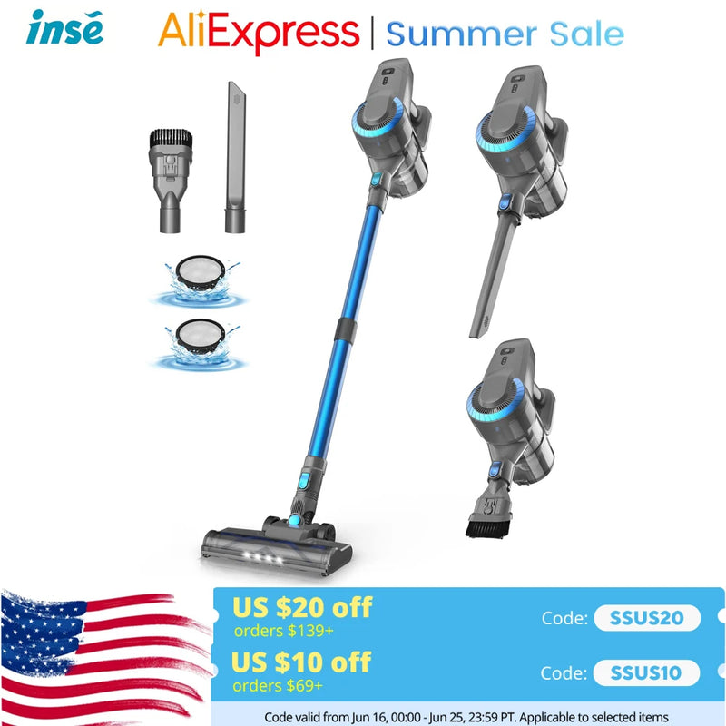 DEVOAC N300 Cordless Vacuum Cleaner, 6 in 1 Ultra-Lightweight Stick Vacuum, 2200mAh Battery Up to 40mins Runtime
